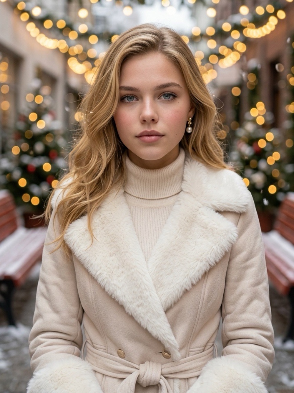 GUESS Cream Faux-Fur Collar Belted Teddy Jacket - Picture 3 of 9